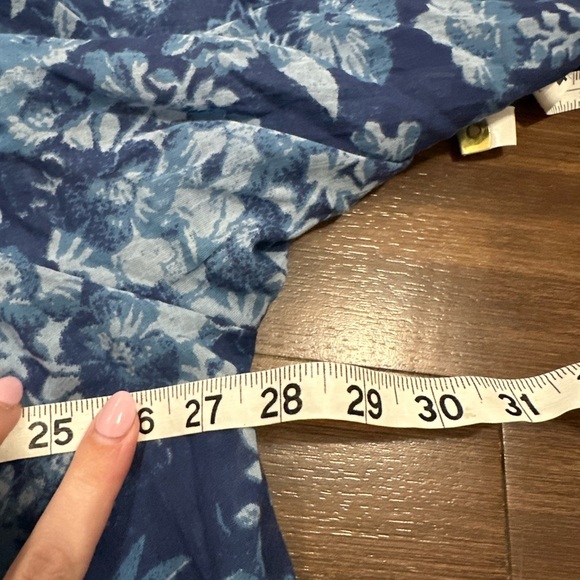 Free People Cool Meadow Printed Top denim combo size large we the free boho - Picture 8 of 8